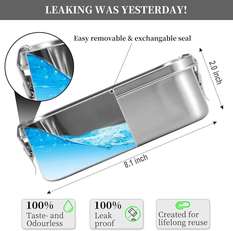 UPTRUST Leak Proof Stainless Steel Lunch Food Container, Large Bento Boxes Metal Lunch Box for Kids or Adults - Lockable Clips (1400ML/47oz) - Image 5
